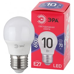 Лампа светодиодная ЭРА RED LINE LED P45-10W-865-E27 R E27, 10Вт, шар, холодный дневной свет /1/10/100/