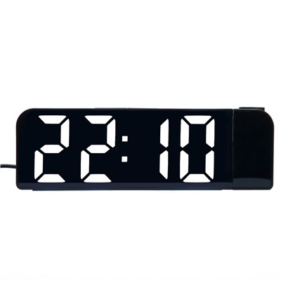 Часы настольные электронные с проекцией: будильник, термометр, календарь, 19.6 х 6.5 см