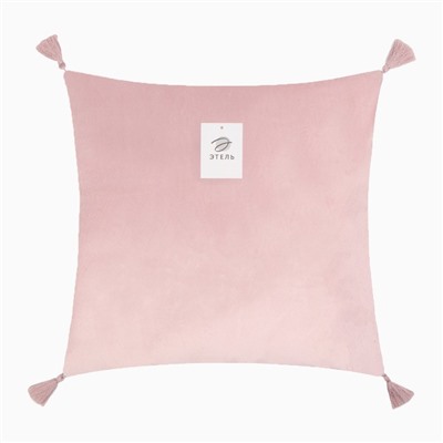 Набор декоративных наволочек Этель с кисточками, цвет розовый, 45х45 см - 2 шт, полиэстер, велюр