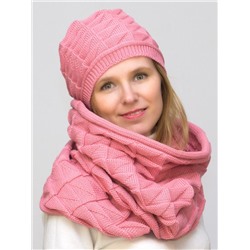 Комплект женский весна-осень шапка+снуд Милиса (Цвет розовый), размер 56-58