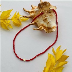 Радуга Самоцветов Бусы из красного Коралла со вставкой "Сердце"