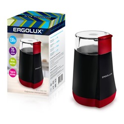 Кофемолка электрическая ERGOLUX  ELX-CG02-С43 черно-красная 130 Вт, 220-240 В, объем 70 гр /1/24/ 13978