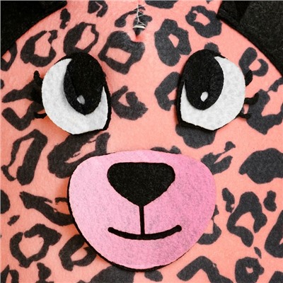 Шапка для бани с детской аппликацией "Розовый Леопард"