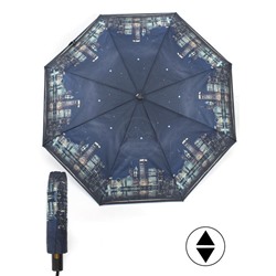 Зонт женский ТриСлона-880/L 3880,  R=55см,  суперавт;  8спиц,  3слож,  синий  (ночной город)  248449