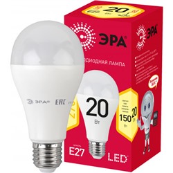 Лампа светодиодная ЭРА RED LINE LED A65-20W-827-E27 R Е27, 20Вт, груша, теплый белый свет /1/10/100/