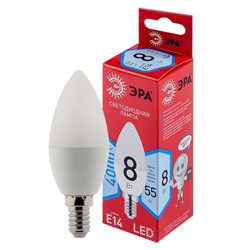 Лампа светодиодная ЭРА RED LINE LED B35-8W-840-E14 R E14, 8Вт, свеча, нейтральный белый свет /1/10/100/