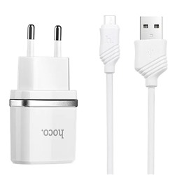 Адаптер Сетевой с кабелем Hoco C11 USB 1A/5W (USB/Micro USB) (white)