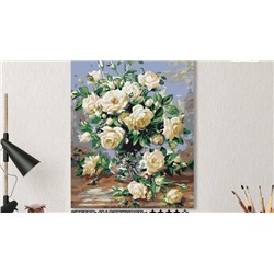 Картина по номерам на холсте 50х40 см. «Белые розы». TM Selfica