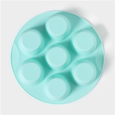 Форма силиконовая для выпечки Доляна «Круг», d=25,5 см, 7 ячеек (6×4 см), цвет МИКС