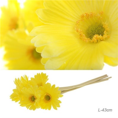 Цветок искусственный Гербера 43 см желтый / 1501 /уп 56/560/ латэкс