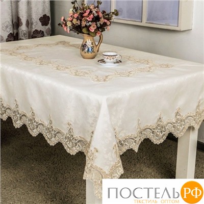 Скатерть "Карвен" жаккард с гипюром 160*300 М 611-5 белый