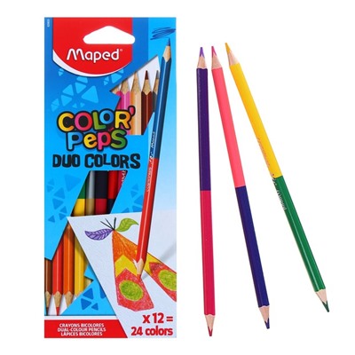 Maped. Карандаши цветные "Color'Peps Duo colors" двусторонние (12 шт 24 цв) арт.829600