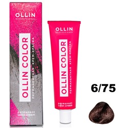 OLLIN COLOR Перманентная крем-краска для волос 6/75 темно-русый коричнево-махагоновый 60 мл