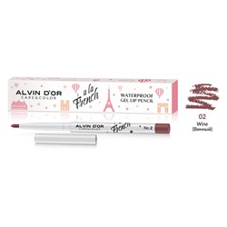 Alvin D`or  A LA FRENCH ALF-23 Карандаш для губ Waterproof gel lip pencil тон 02 wine винный