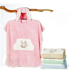 Полотенце-капюшон из микрофибры "Зайка" для девочки в ассортименте (Единый размер)