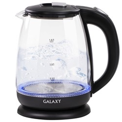 Чайник Galaxy GL 0554. 1,8л. 2000Вт. Термостойкое стекло. Подсветка. Чёрный /1/12/