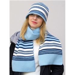 Комплект шляпа+шарф женский весна-осень Band (Цвет голубой), размер 54-56, шерсть 30%