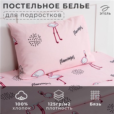 Постельное бельё Этель 1,5 сп "Flamingos" 143х215 см, 150х214 см, 50х70 см -1 шт, 100% хлопок, бязь