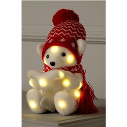 Световая фигура Медведь в красной шапочке и шарфе 4843986