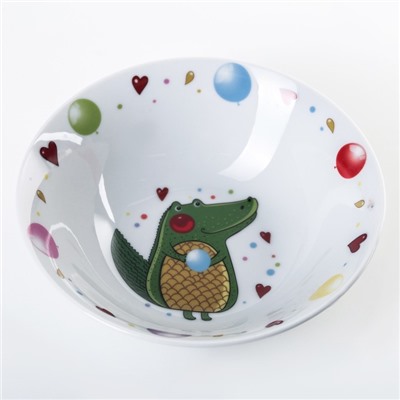 Набор детской посуды «Крокодильчик», 3 предмета: кружка 230 мл, миска 400 мл, тарелка 18 см