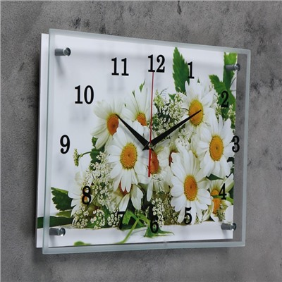 Часы-картина настенные, серия: Цветы, "Ромашки", 30х40 см