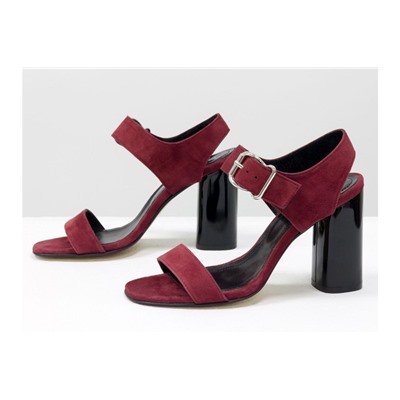 Универсальные женские босоножки на каблуке, из итальянской замши-велюр бордового цвета, на устойчивом невысоком каблуке. Новая коллекция от Gino Figini, С-1951-03
