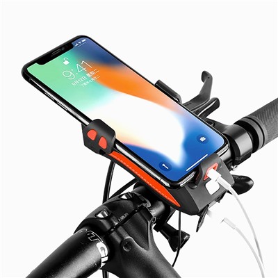Аксессуары для велосипеда и самоката - фонарь для велосипеда 319 с держателем для телфона 4000 mAh (повр. уп.) (orange) (206925)