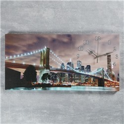 Часы-картина настенные, серия: Город, "Бруклинский мост", 40 х 76 см