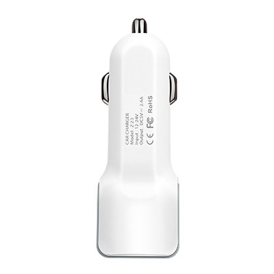 Адаптер Автомобильный с кабелем Hoco Z23 2USB/5V/2.4A +lightning (white)