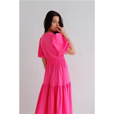 12195 Платье с глубоким вырезом розовое (остаток: 46-48)