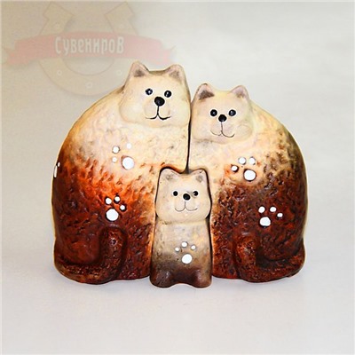 Кошки керамика семья (art модуль) 12*11см