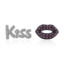 Серьги-гвоздики "Поцелуй", Crystal Shik