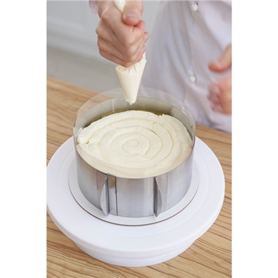 Форма разъёмная для выпечки кексов и тортов с регулировкой размера Доляна, 16-30 см, высота 8 см, цвет хромированный