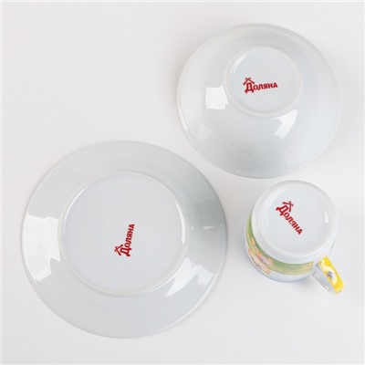 Набор детской посуды «Дружок», 3 предмета: кружка 230 мл, миска 400 мл, тарелка 18 см