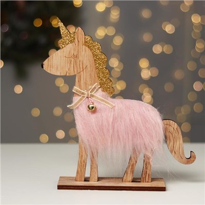 Новогодний декор с подсветкой «Единорог с колокольчиком» 21.5×5×23 см, розовый