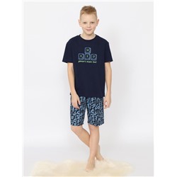 Пижама для мальчика (футболка, шорты) Т.синий