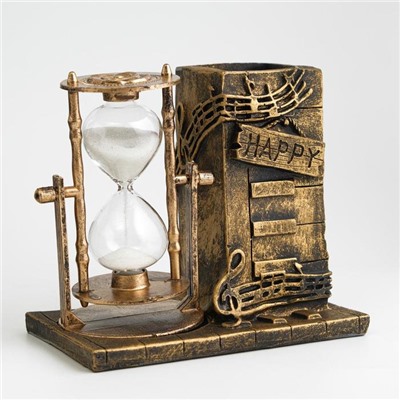 Песочные часы "Ноты", сувенирные, с карандашницей, 14.5 х 8 х 13 см микс