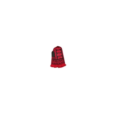 Варежки ручной вязки  с красным узором - 302.9