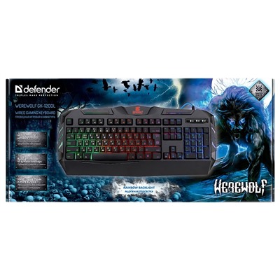 Клавиатура Defender Werewolf GK-120DL мембранная игровая с подсветкой USB (black)