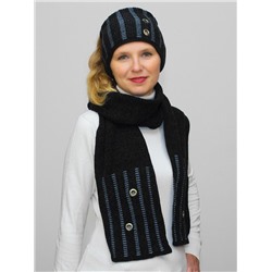 Комплект зимний женский повязка+шарф Инга (Цвет черный), размер 56-58, шерсть 50%