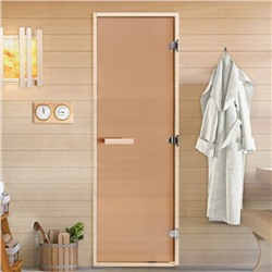 Дверь для бани и сауны "Бронза", размер коробки 180х70 см, матовая, липа, 8 мм