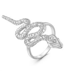 Кольцо из серебра родированное - Змея