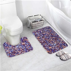 Набор ковриков для ванны и туалета 2 шт 40х50, 50х80 см "Галька"