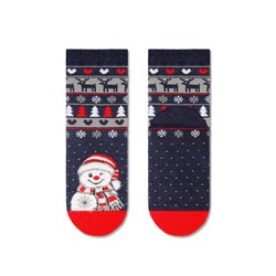 Conte-kids Новогодние носки "Снеговик" с махровой стопой, пушистой нитью, люрексом и стразами