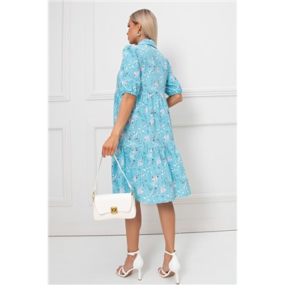 Голубое короткое платье с цветочным принтом Бента №3