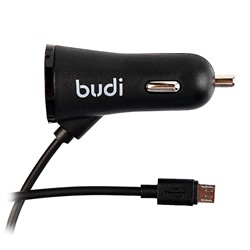 Адаптер Автомобильный с кабелем budi M8J068M 2USB/5V/3.4A +micro (повр. уп.) (black)