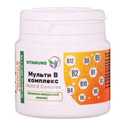 Мульти В-комплекс Vitamuno для нервной системы, волос и ногтей, 30 таблеток