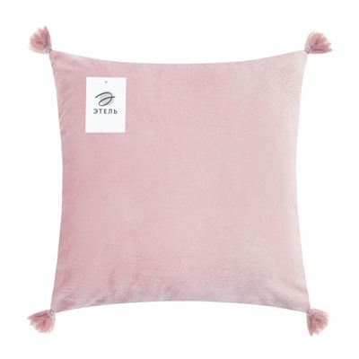 Наволочка декоративная с кисточками Этель цвет розовый, 45х45 см, полиэстер, велюр