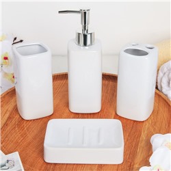 Набор аксессуаров для ванной комнаты «Статика», 4 предмета (дозатор 300 мл, мыльница, 2 стакана)