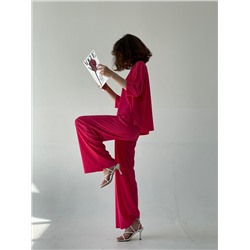 6480 Летний трикотажный костюм с хлопком ягодно-розовый (остаток: 46)